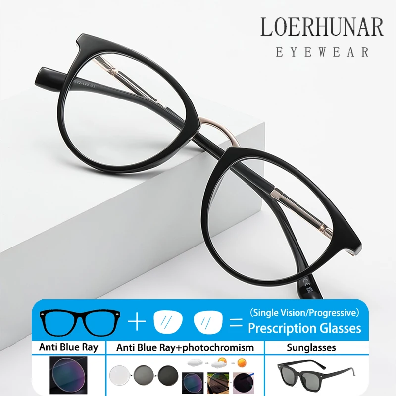 

Модные круглые брендовые очки TR из ацетата, женские очки для близорукости и дальнозоркости, оптические очки по рецепту, пресбиопии, анти-синие лучи