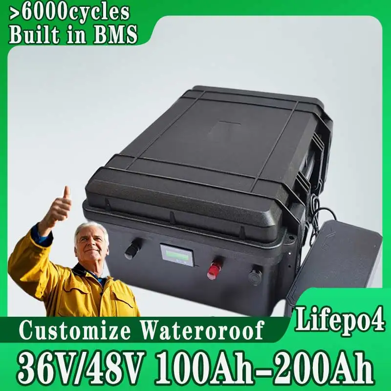 

LiFepo4 Lithium Battery BMS 12S 16S 36V 48V 100Ah 120Ah 150Ah 200Ah for 3600W 5000W Trolling Motor Motorhome Solar System RV