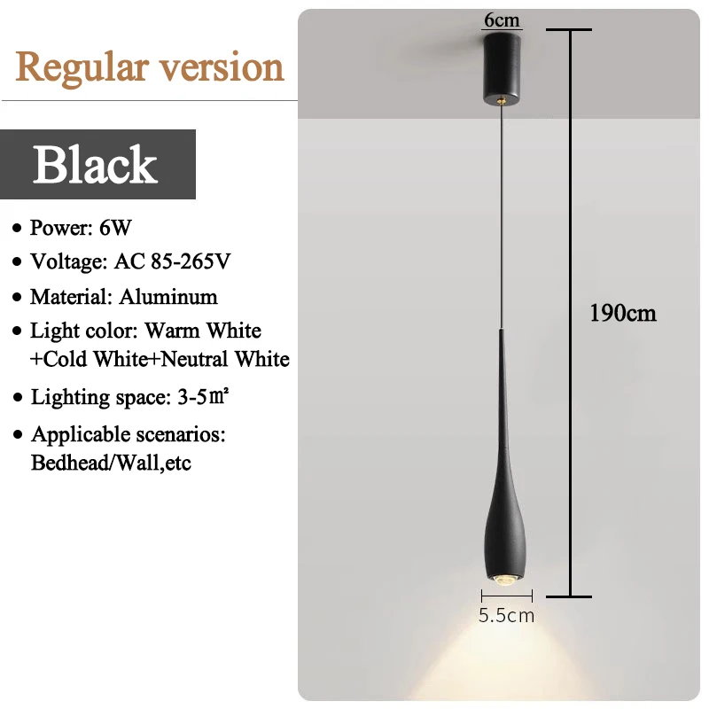 MARPOU LED-hanglamp 6W Verstelbare hoogte Aanraakschakelaar Modern minimalistisch creatief ontwerp Kroonluchter voor slaapkamer Nachtkastje - afbeelding 1