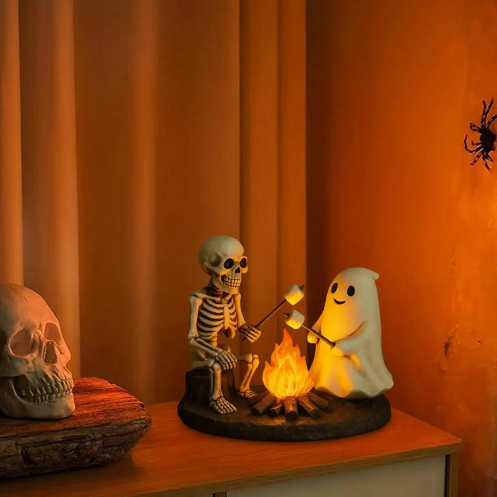 Skeleton Ghost Night Light Halloween Night Light Spooky Skeleton Ghost Bonfire Night Lamp for Halloween Home Decor