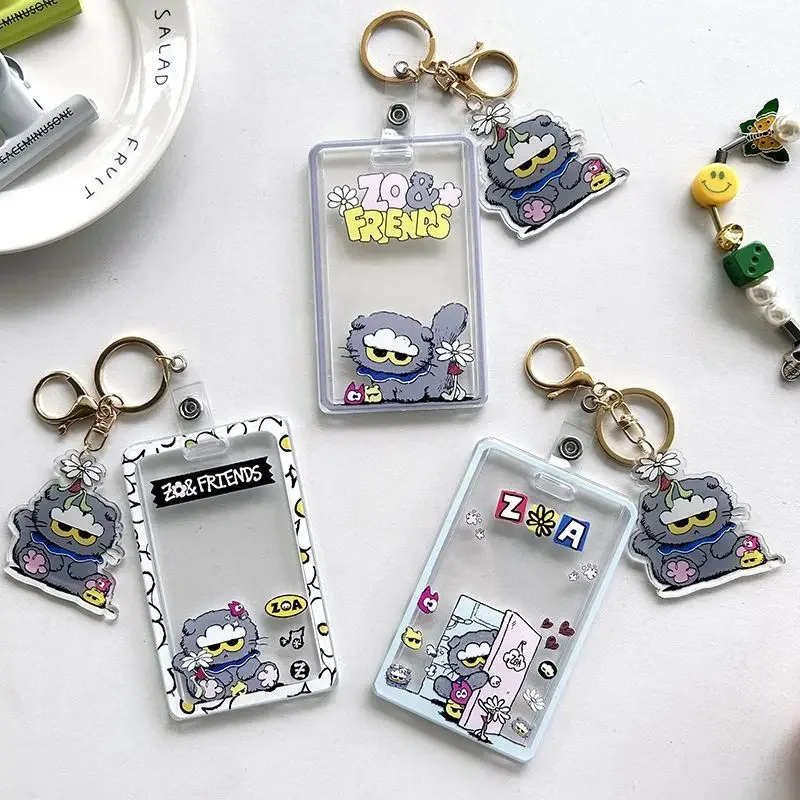 ZOA Cartoon Acrylic Photocard Holder Keychain, Idol Mini Photo Card Storage Pendant, Bag Charm Peripheral Accessory