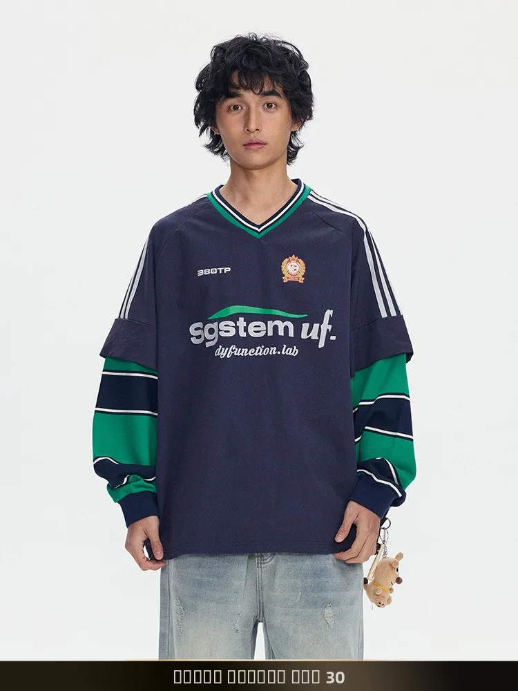 

Мужская толстовка NTED в стиле ретро с цветными блоками и V-образным вырезом, весенняя, для активного отдыха, свободного кроя, повседневная, из нейлона и спандекса