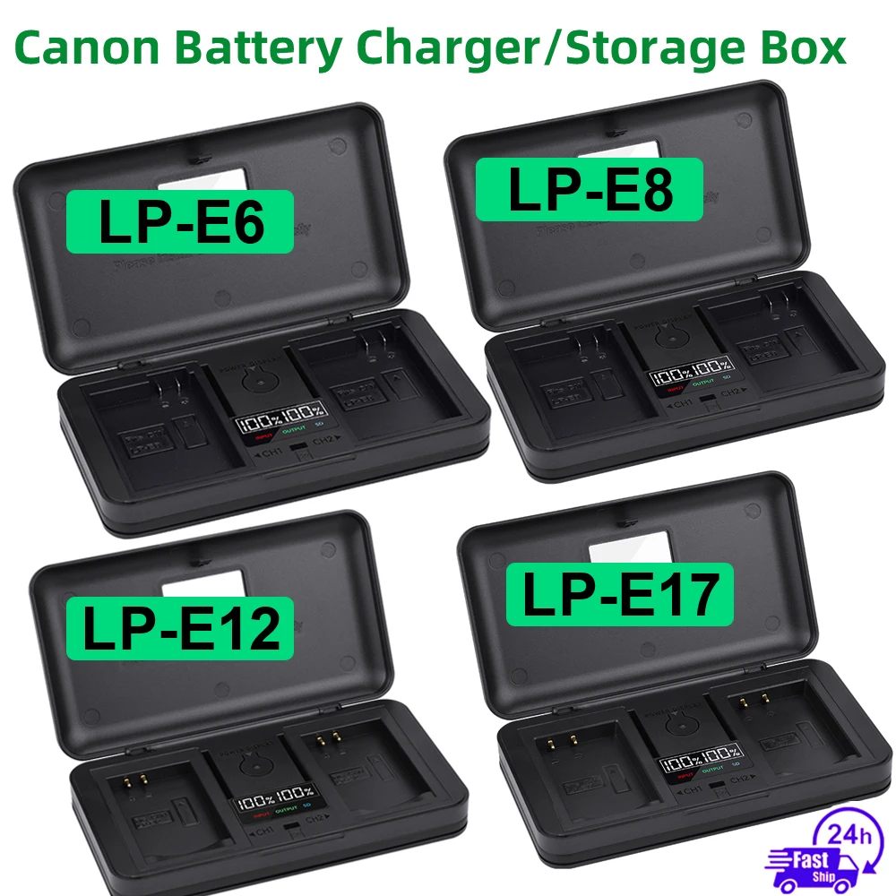 

New Upgrade LP-E6 LP-E8 LP-E10 LP-E12 LP-E17 Multi-Function Battery Charger Storage Box for Canon Camera Battery Batteries