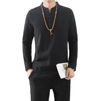 Conjunto de pijama masculino algodão linho fino pijamas médio velho manga longa masculino tamanho grande loungewear casa noite wear M-5XL