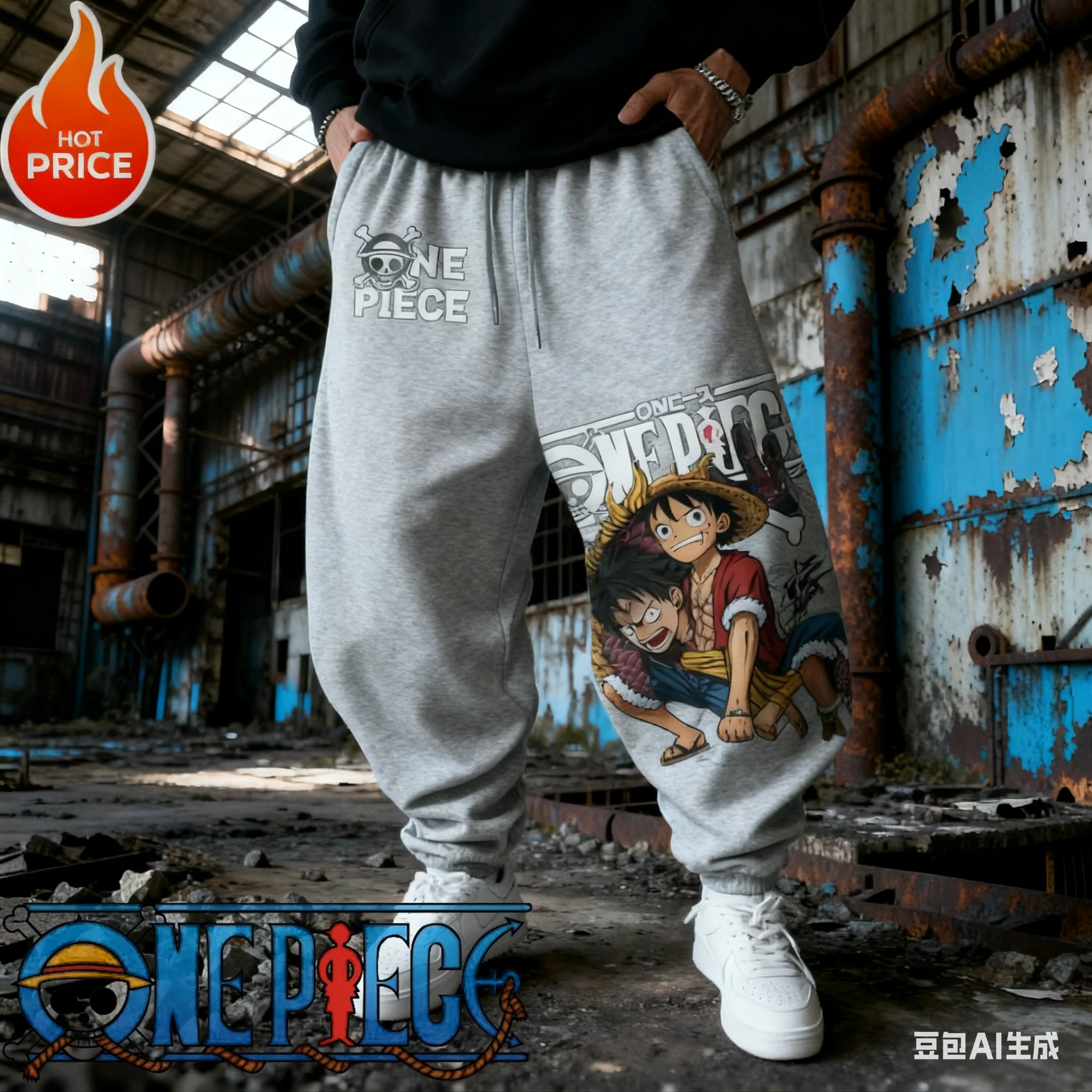 

One Piece Luffy Harajuku 2025 New Men Cotton Pants Fall Winter Cotton Trend Loose-Fit Women Casual Sports Tapered Leggings Y2K