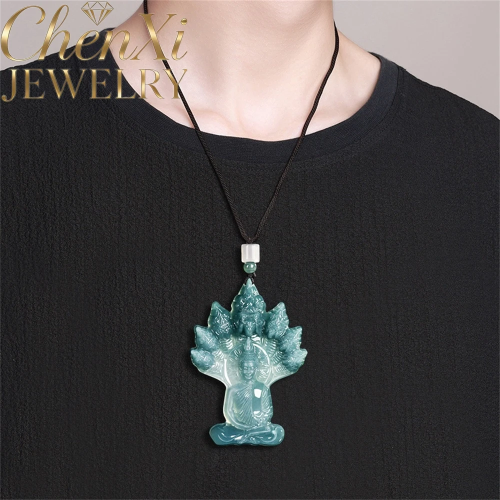 

Old Natural A-Grade Blue Water Ice-Grade Jadeite Najia Water Guardian Of The Buddha Muoji Ice Type Buddha Jade Pendant Jewelry