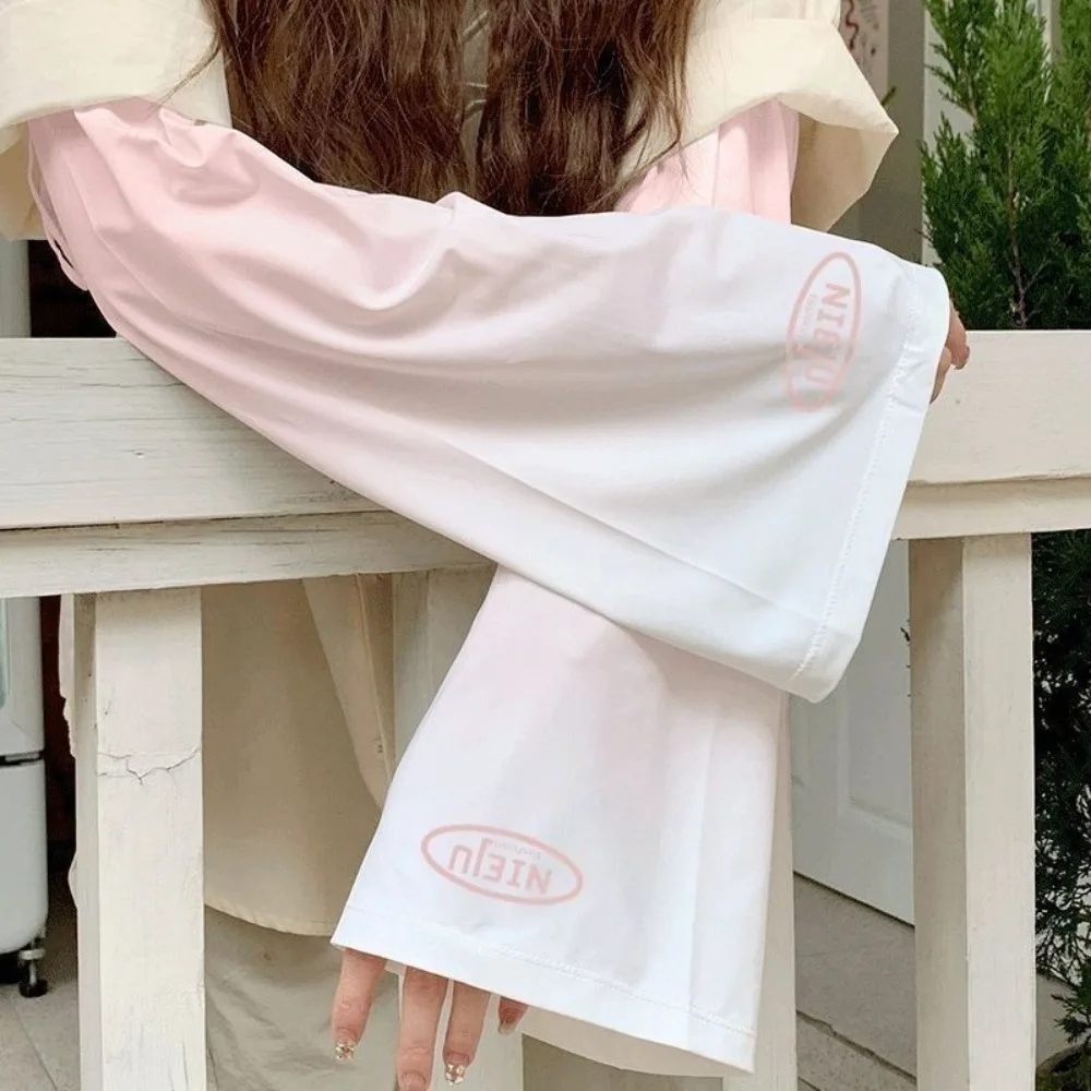 Stretchy Ice Fabric Arm Sleeves Loose Thin Long Gloves UV Protection Sunscreen Gloves Riding Driving