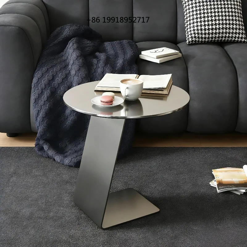 Luxury Industrial Round Side Table Stainless Steel Coffee Tables Creative Tea Table Commercial Milk Tea Shop Cafe Dining Tables