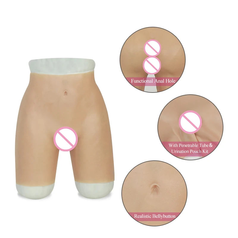 Roanyer Shemale Fake Vagina Pant with Silicone Penetrable Artificial False Buttock Latex Underwear Crossdresser Drag Queen Trans