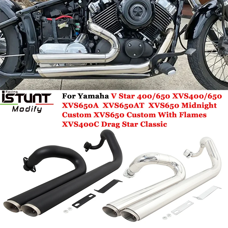 

Motorcycle Exhaust Systems For Yamaha Drag Star V star 400 650 XVS650 XVS400 650A DRAGSTAR 400 650 Full Link Pipe Escape Muffler