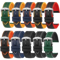 20mm 21mm 22mm 23mm 24mm Unisex High-quality Nylon rubber Bottom strap Waterproof Watchband for any watch brand Men's bracelet