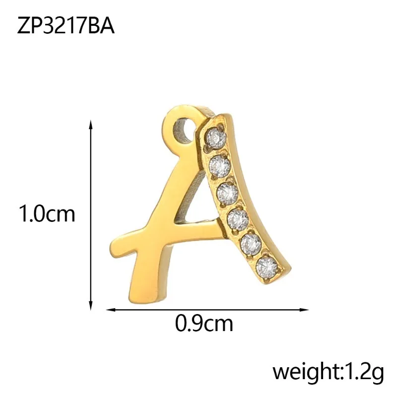 Rhinestone Inlaid A-Z Initial Charms Gold Stainless Steel Alphabet Pendant For Personalized Custom Name Jewelry Handmade Craft