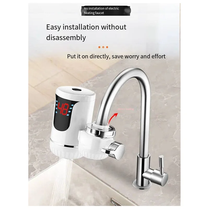 A23E-Easy Installation Fast Heating Mixing Faucet Instant Electric Water Heater Faucet Heater With Digital Display EU-Plug