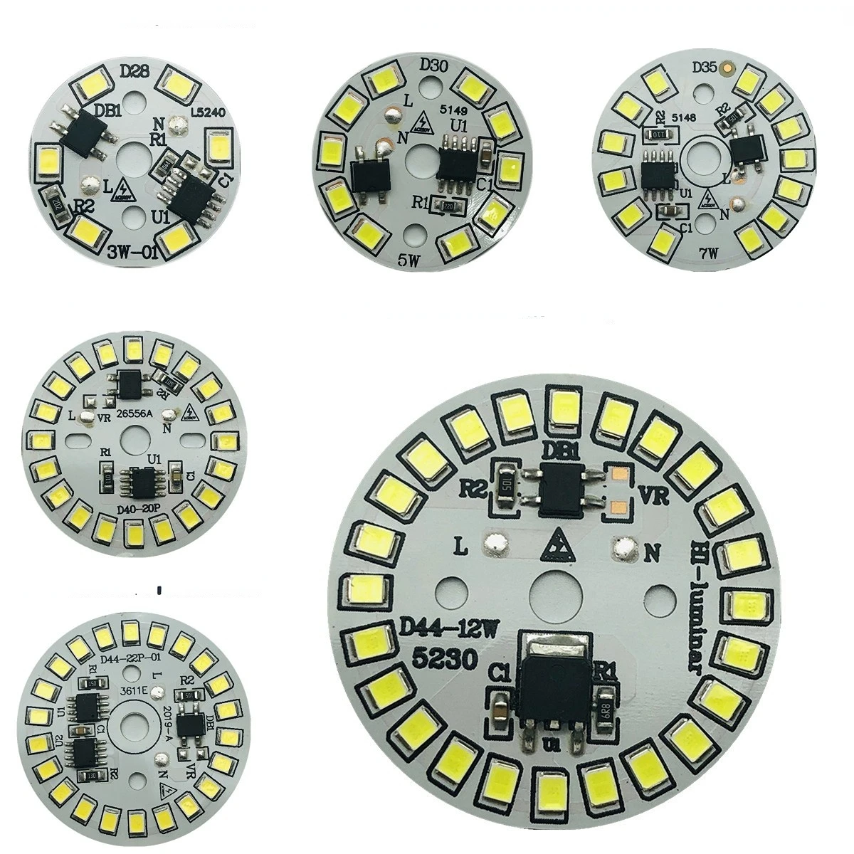 SMD Placa Módulo Circular Fonte de Luz Placa, Downlight Chip, Spotlight Lâmpada LED, Patch Lamp, 3 W, 5W, 7 W, 9 W, 12 W, 15W, 220V AC, 1PC