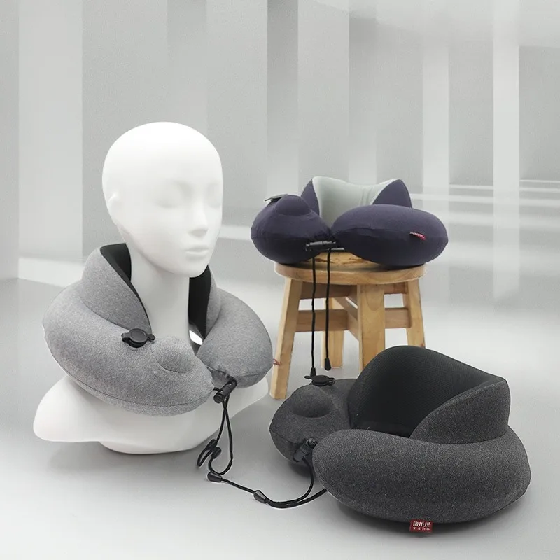 Double-Layer Inflatable Neck Pillow Travel Gift Box Comfortable U-Shape Support Modern