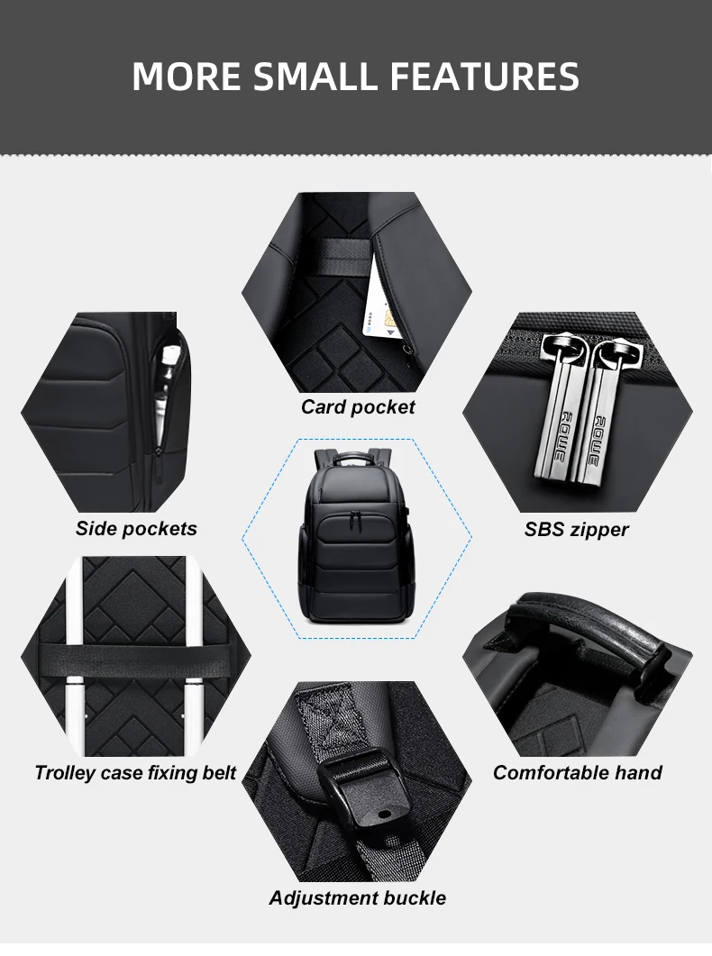 Fenruien Waterproof Backpacks USB Charging School Bag Anti-theft Men Backpack Fit 15.6 Inch Laptop Travel Backpack High Capacity