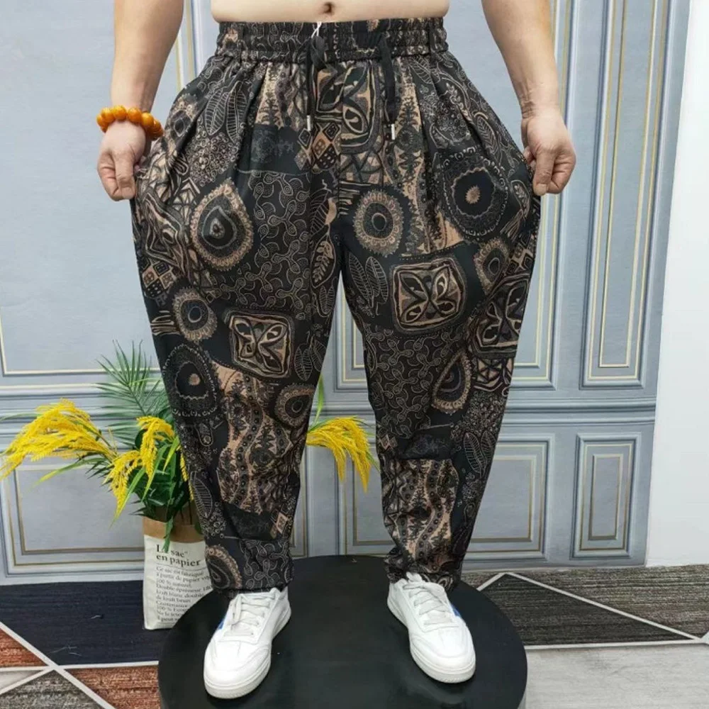 

Mens Totem Printed Casual Harem Pants Outdoor Personality Fashion Thin Versatile Loose Soft Trousers Men'S Clothing Spring New