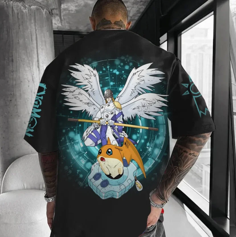 

Мужская и женская футболка с короткими рукавами и принтом персонажей пеиферийных персонажей аниме Pokémon Digital, свободная модная футболка