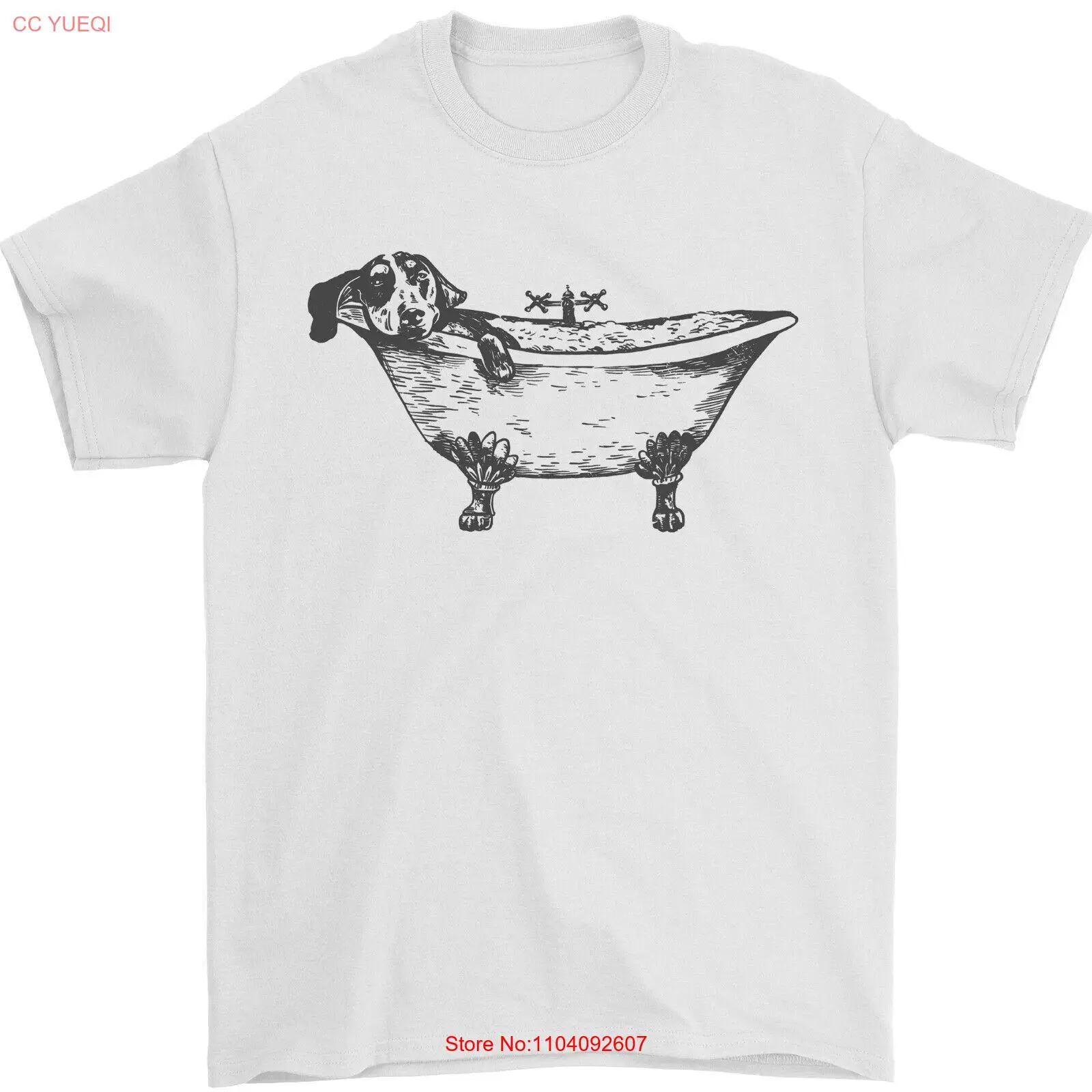 a Dachshund in a Bathtub Dog Mens T-Shirt 100% Cotton