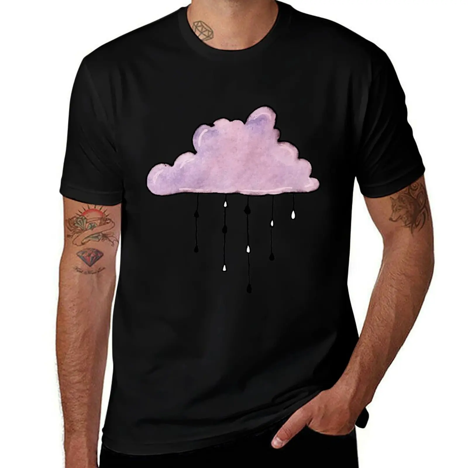 

purple rain cloud watercolor T-Shirt boys animal print Luxury man custom shirt fitted t shirts for men
