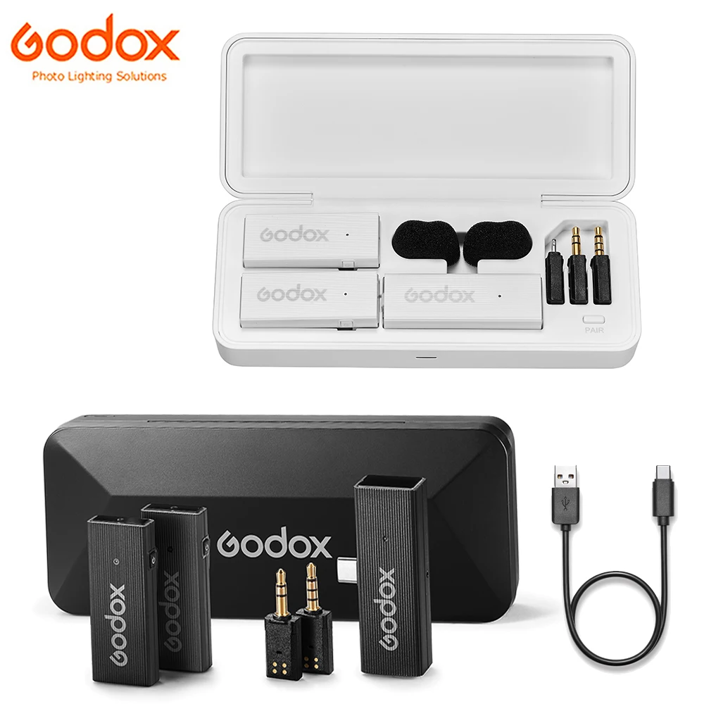 Godox MoveLink Mini UC LT 2.4G Wireless Microphone Transmitter Receiver Lavalier Mic for iPhone Lightning Type-C Smartphone DSLR