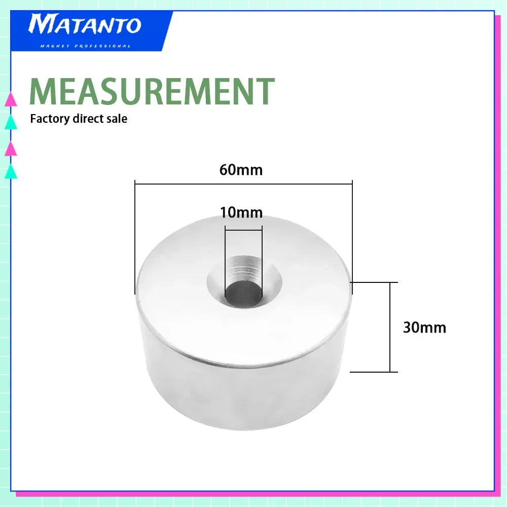 

1PCS 60x30-10mm Big Circular Neodymium Magnets with Hole N35 Round Super Strong Permanent Magnet Disc Fishing Magnet