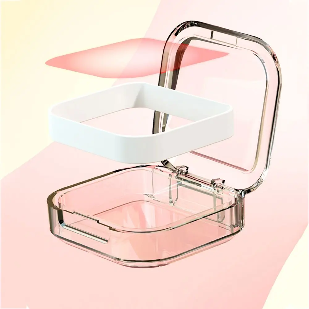 Box With Partition Plate Solid Color Rings Container Earring Storage Case Transparent Jewelry Box Invisible Braces Storage Case