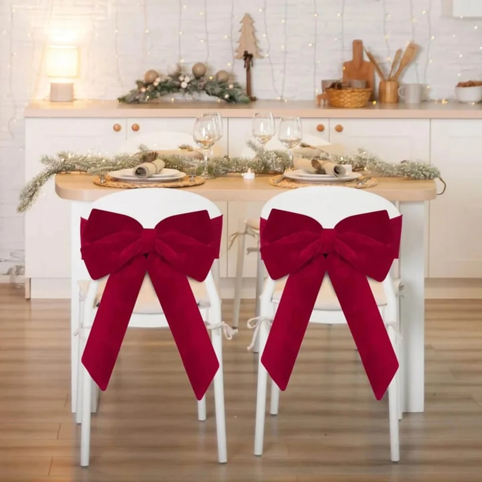 

Christmas Chair Sashes Bows Large Velvet Chair Cover Back Tie Supplies For Christmas Home Wedding Event Holiday Party Decor