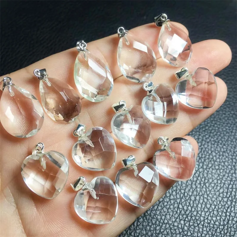 

Natural Clear Quartz Heart&Teardrop Pendant Healing Carving Crystal Crafts Energy Gemstone Women Gift 1pcs