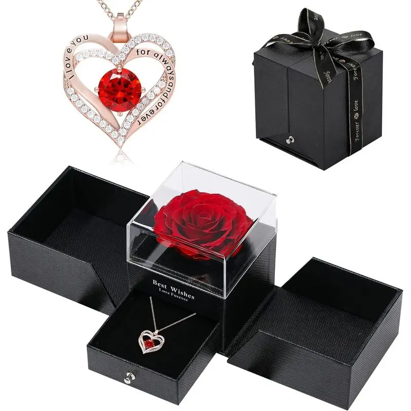  Necklace - Luxurious Rose Gift Box, Perfect for Valentine's Day, Mother's Day, Anniversary, Birthday, and Any Special Occasion 