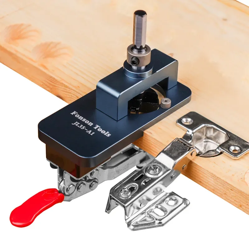 35mm Hinge Jig All Aluminum Alloy Woodworking Door Panel Hole Punch Quick Clip Positioner 7 Piece Set for Cabinet Furniture