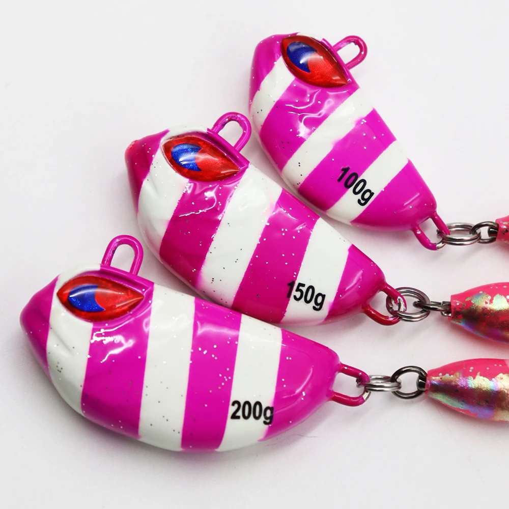 ZYZHE 1 Stück Meeresfisch-JIG 100G 150G 200G Angel-JIG mit Weichköder 6/0 # 7/0 # 8/0 # Schnurhaken Bootsfischen Sinkender Köder – Detail 8