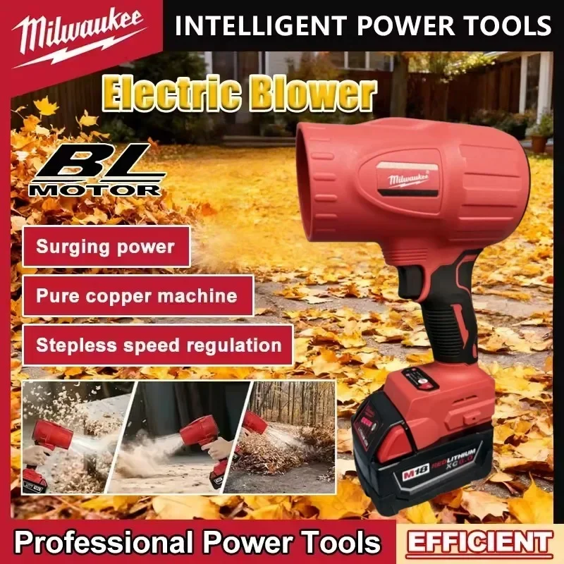 

NEW 30000RPM Milwaukee Brushless Air Blower Cordless Turbo Fan Handheld Violent Fan Dryer 18V-20V Rechargeable Dust Blowing Tool