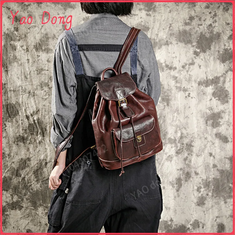 Yao Dong New Luxury Women Leather Backpacks Ladies Genuine Leather Luxury Backpack High-quality Woman Vintage Anti-theft Backbag