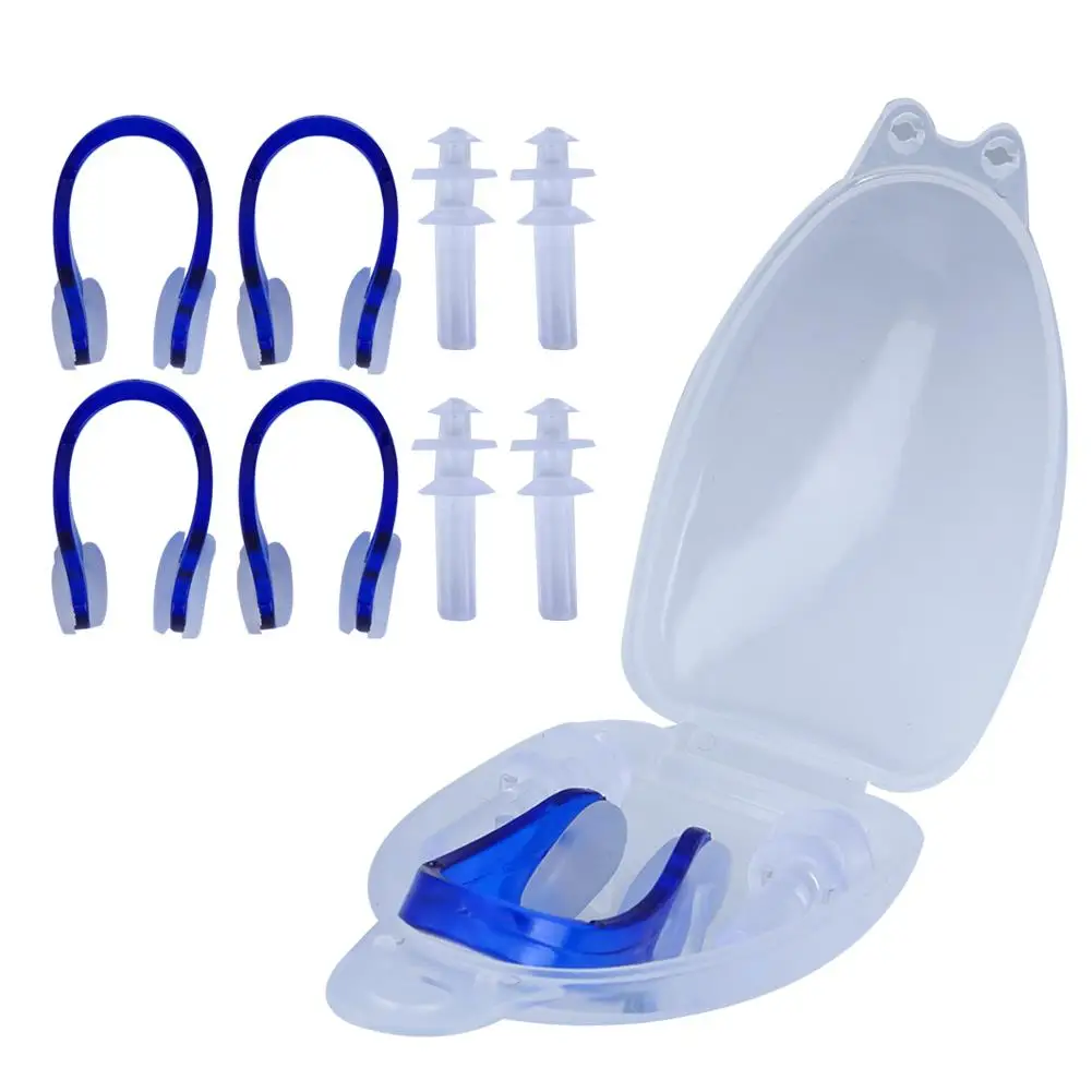 

Soft Swimming Ear Plugs and Nose Clip Waterproof Set Noise Cancelling Swim and Dive Supplies 4 Pieces