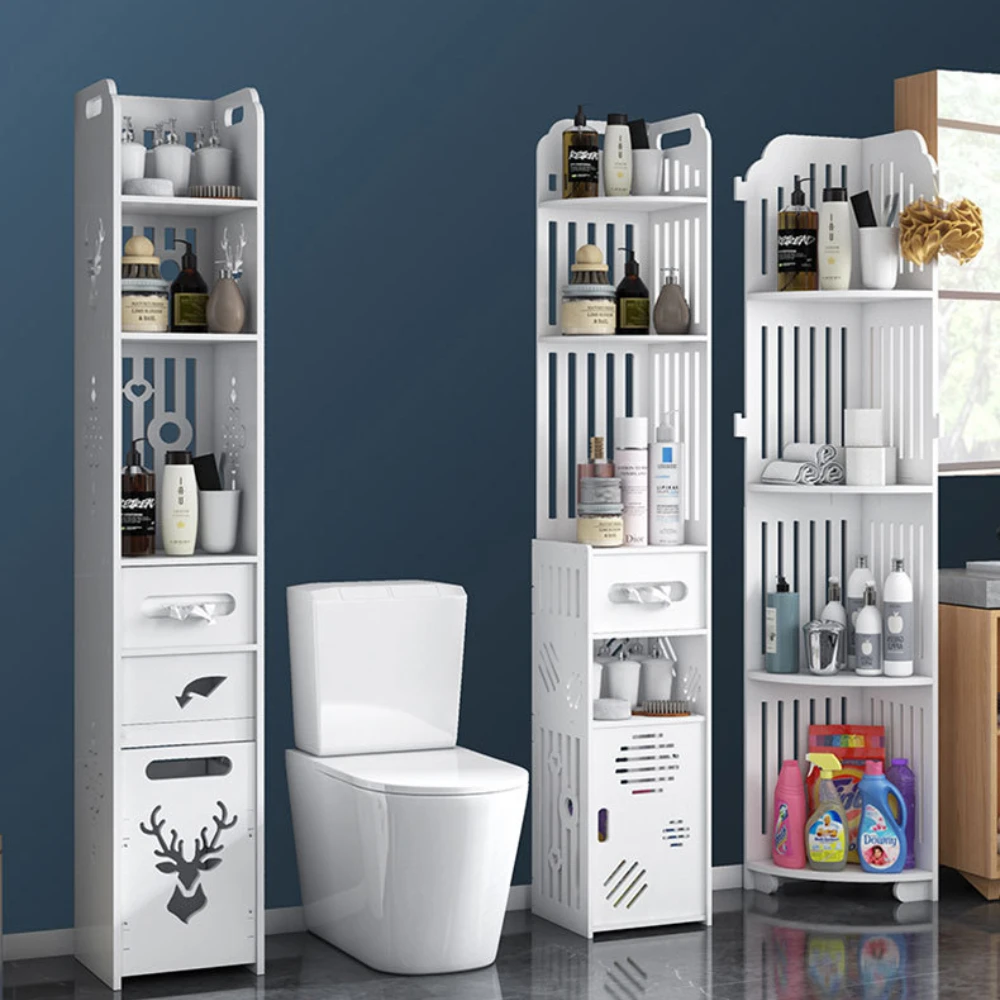 Bathroom Storage Cabinet Multi-Layer Toilet Edge Cabinet High-capacity Narrow Seam Storage Rack Household Bathroom Storage Rack