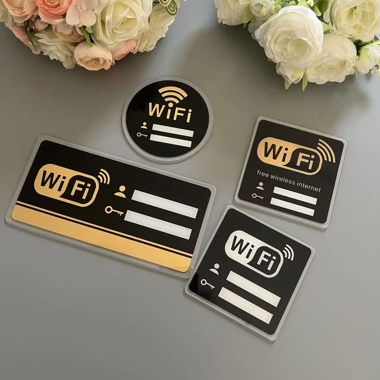 3D WIFI Sign Mirror Wall Stickers Very Thick Acrylic Self-adhesive Rewritable Handwriting Account And Password For Public Shope