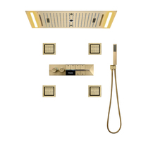 M Boenn Brushed Gold Shower Set Embedded 4 Functions LED Shower Head Smart Temperature Display Thermostat Mixer Bathroom Faucets