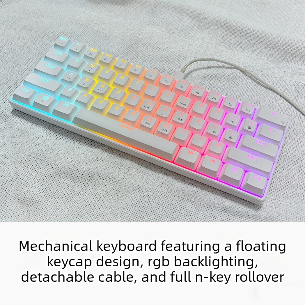 

Механическая клавиатура 60% для геймеров, игровая клавиатура, проводная мини-клавиатура, портативная клавиатура, белая/черная, USB-клавиатура.