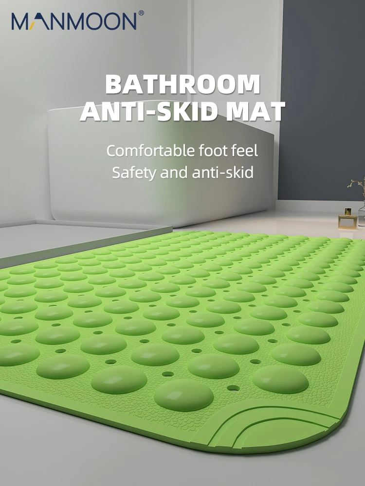 MANMOON Non-Slip Bathroom Mat Safety Massage Mat Suction Cup Non-Slip Bathtub Carpet Large Size Anti Skid Pad TPE Mat