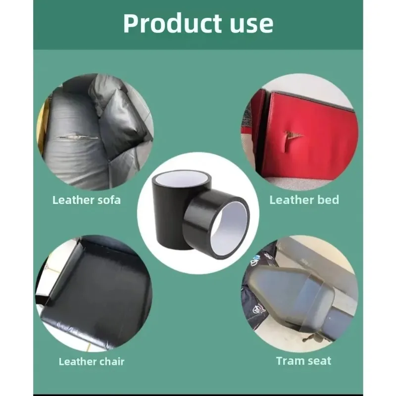 شريط إصلاح مقعد جلدي ذاتي اللصق بقاعدة سوداء - مقاوم للماء، مقاوم للاهتراء لملحقات السيارات والشاحنات والدراجة #2