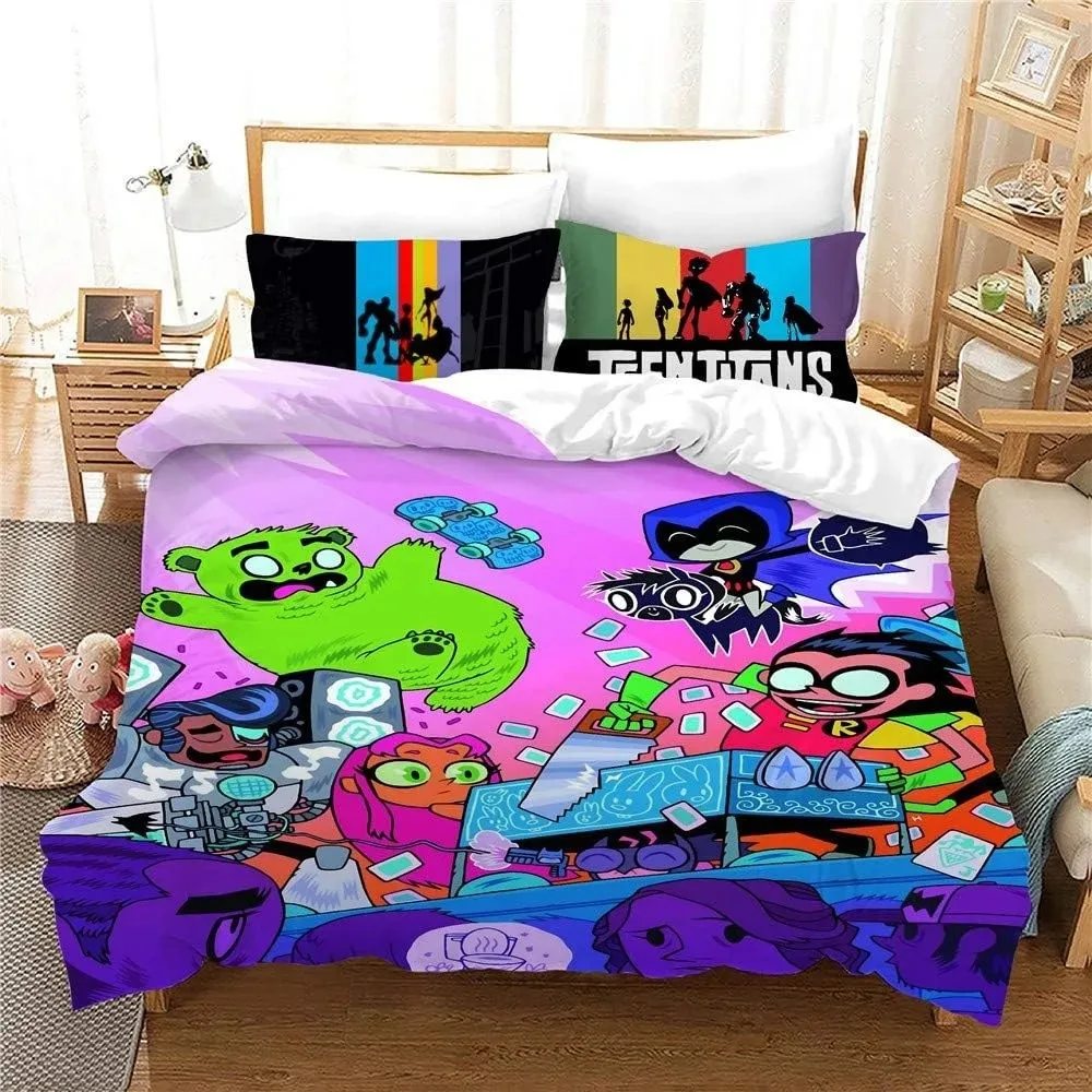 teen-titans-go-robin-queen-housse-de-couette-luxe-festival-ensemble-de-literie-microfibre-bete-garcon-housse-de-couette-avec-taies-d'oreiller