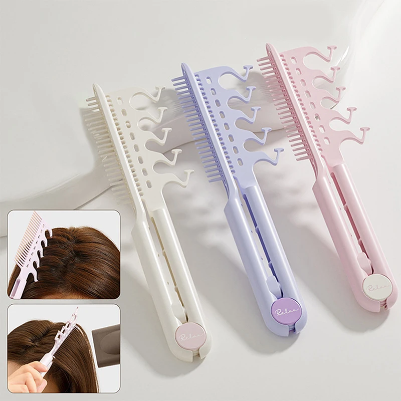 2-In-1 Relaxing Elastic Massage Comb Portable Hollow Hair Combs Scalp Massage Brush Salon Styling Tools Solid Color Hair Brush