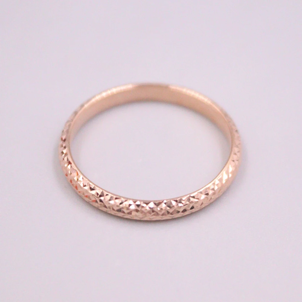 

Real Pure 18K Rose Gold Band Men Women Lucky 2.8mm Carved Flat Circle Ring 0.86g