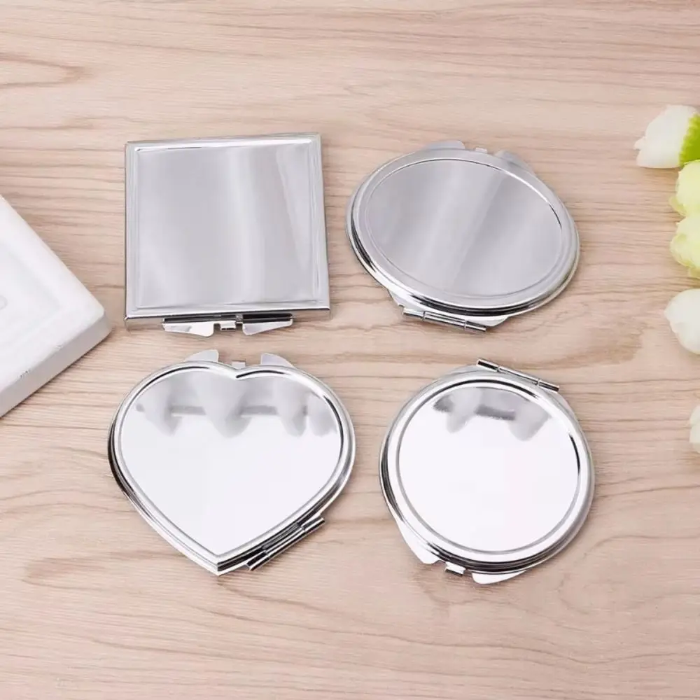 Small Size Stainless Steel Makeup Mirror Stainless Steel Lightweight Pocket Cosmetic Make Folded-Side Design Exquisite