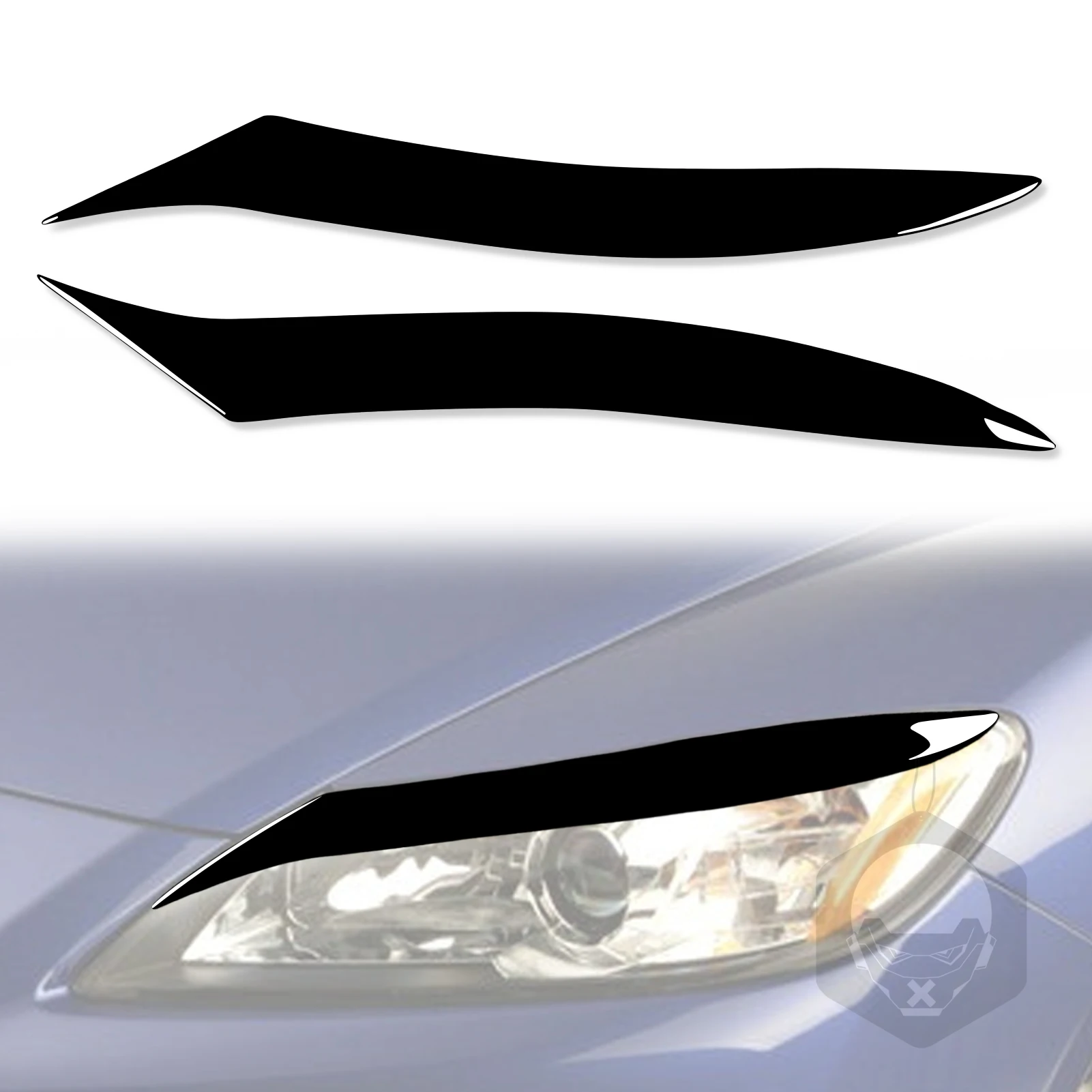 マツダ-rx-8-2009-2010-2011-2012-車外装スタイリングアクセサリーピアノブラック車フロントライト眉毛