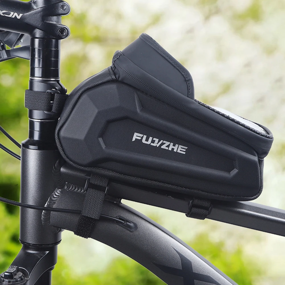 1.5L バイクトップチューブバッグ 防水バイクフロントフレームバッグ ハードシェルバイクフォンバッグ サイクリングポーチ ロードバイク マウンテンバイク用