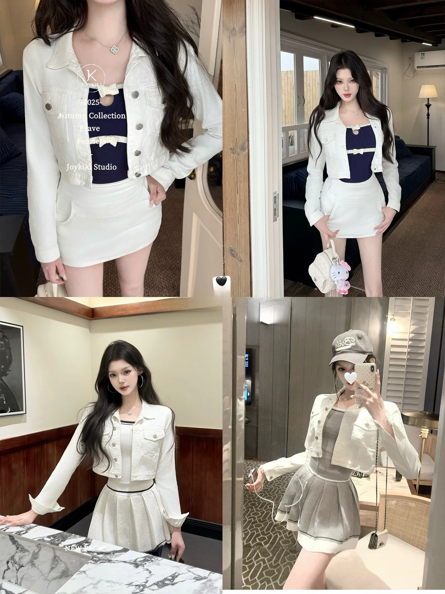 

Джинсовая куртка Joykiki в стиле вестерн, приталенный крой, универсальная осенняя женская куртка-пальто с воротником-стойкой, длинный рукав