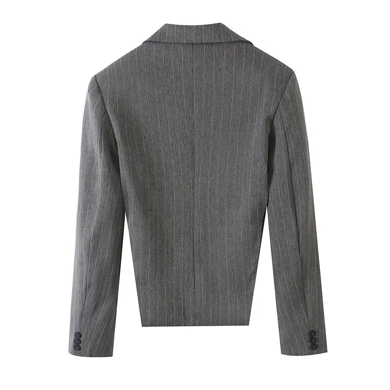 Fall 2026 Women's Versatile Personality Irregular Tweed Striped Suit Jacket Short Commute Style Slim Fit Other Material 100%