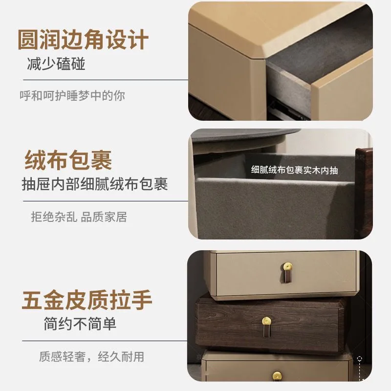 Comodino girevole per camera da letto minimalista italiano personalizzabile, design creativo di fascia alta, armadio di stoccaggio a led per la casa